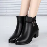 Women's Chunky Heel Fur-Lined Winter Ankle Boots image 4
