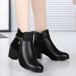 Women's Chunky Heel Fur-Lined Winter Ankle Boots image 5