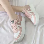 Women's White Platform Casual Sneakers - Pink image 1
