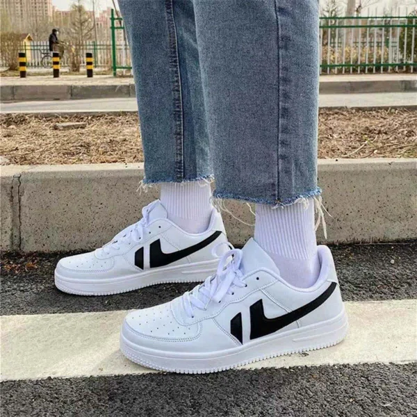 Women's White Lace-Up Casual Sneakers
