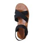 Women's Elastic Cross Strap Flat Sandals - Black image 3