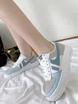 Women's Platform Casual Sneakers - White, Blue and Grey image 1