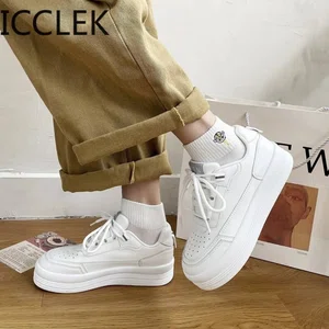 Women's Breathable Lace-Up Sneakers - White