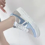Women's Platform Casual Sneakers - White, Blue and Grey image 4