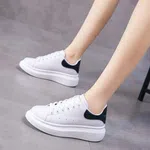 Women's White Leather Platform Sneakers image 1