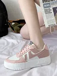 Women's White Platform Casual Sneakers - Pink image 2
