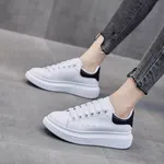 Women's White Leather Platform Sneakers image 2