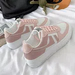 Women's White Platform Casual Sneakers - Pink image 3