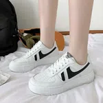 Women's Platform Casual Sneakers - White and Black image 2