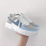 Women's Platform Casual Sneakers - White, Blue and Grey image 3