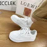 Women's Breathable Lace-Up Sneakers - White image 2