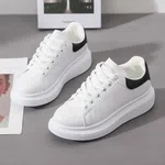 Women's White Leather Platform Sneakers image 4