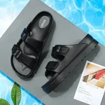 Women's Korean Style Buckle Thick Sole Slipper Sandals - Black image 1