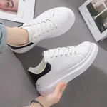 Women's White Leather Platform Sneakers image 3