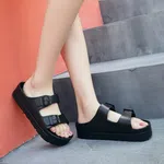 Women's Korean Style Buckle Thick Sole Slipper Sandals - Black image 2