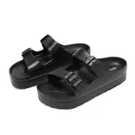 Women's Korean Style Buckle Thick Sole Slipper Sandals - Black image 3