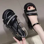 Women's Sequin Platform Gladiator Sandals - Black image 3