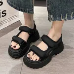 Women's Buckle Strap Round Toe Platform Sandals - Black image 3