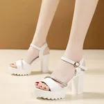 Women's Buckle Strap Platform Thick Heel Sandals image 2