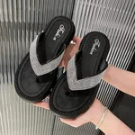 Women's Rhinestone Herringbone Thick Sole Slippers image 1
