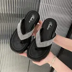 Women's Rhinestone Herringbone Thick Sole Slippers image 2