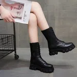 Women's Knee-High Leather Winter Boots with Square Heel image 1