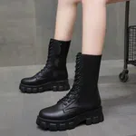 Women's Knee-High Leather Winter Boots with Square Heel image 3