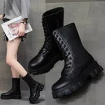 Women's Knee-High Leather Winter Boots with Square Heel image 4