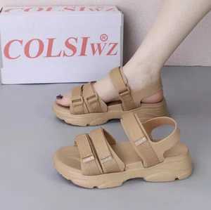 Women's Korean Style Platform Sandals - Camel and Khaki - Available at AfnoBazar Nepal