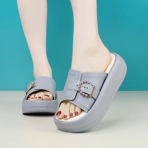 Women's Korean Style Summer Platform Sandals - Black and Blue