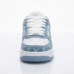 Women's Printed Denim-Look Low-Top Sneakers - Blue and White - Available at AfnoBazar Nepal