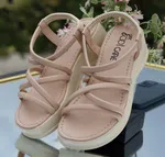 Women's Cross Strap Platform Wedge Gladiator Sandals - Black and Cream - Available at AfnoBazar Nepal
