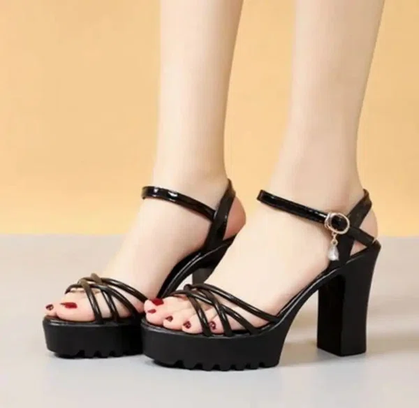 Women's Lightweight EVA Wedge Sandals - Black and White - Available at AfnoBazar Nepal