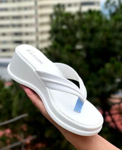 Women's Wedge Flip Flops - White and Black - Available at AfnoBazar Nepal