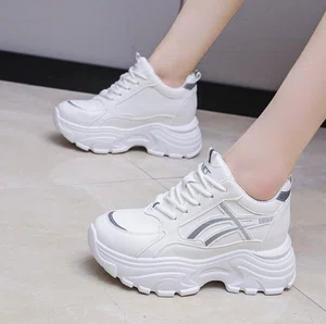 Women's Korean Style Heel Sneakers - Silver - Available at AfnoBazar Nepal