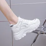 Women's Korean Style Heel Sneakers - Silver - Available at AfnoBazar Nepal