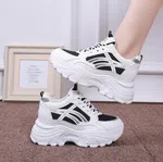 Women's Korean Style Heel Sneakers - Black and White - Available at AfnoBazar Nepal