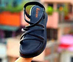 Women's Cross Strap Platform Wedge Gladiator Sandals - Black - Available at AfnoBazar Nepal