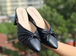 Women's Leather Pointed Toe Heeled Mule Slippers - Available at AfnoBazar Nepal