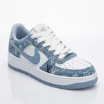 Women's Printed Denim-Look Low-Top Sneakers - Blue and White - Available at AfnoBazar Nepal