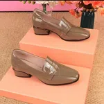 Women's Soft Block Heel Loafer Pumps - Camel - Available at AfnoBazar Nepal