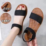 Women's Wide Strap Flat Sandals with Ankle Strap - Black - Available at AfnoBazar Nepal