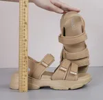 Women's Korean Style Platform Sandals - Camel and Khaki - Available at AfnoBazar Nepal