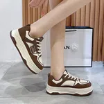 Women's Genuine Leather Lace-Up Platform Sneakers - Brown - Available at AfnoBazar Nepal
