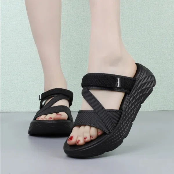Women's Korean Style Outdoor Sandals - Black - Available at AfnoBazar Nepal