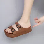 Women's Korean Style Platform Sandals - Black, Brown, Khaki and Pink - Available at AfnoBazar Nepal