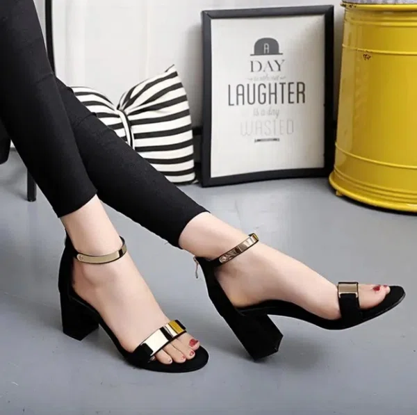 Women's Korean Style Sequin Gladiator Block Heel Sandals - Available at AfnoBazar Nepal