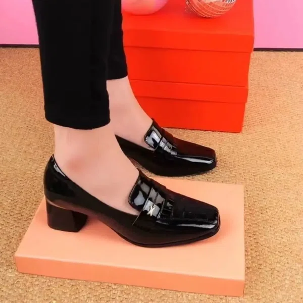Women's Soft Block Heel Loafer Pumps - Camel - Available at AfnoBazar Nepal