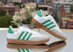 Women's Retro Three-Stripe Sneakers - White and Green - Available at AfnoBazar Nepal
