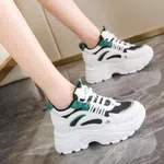 Women's Korean Style Heel Sneakers - Black, Khaki and White - Available at AfnoBazar Nepal